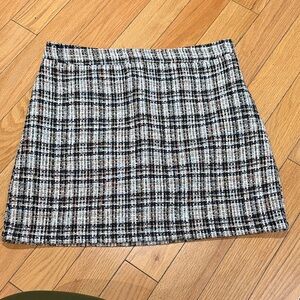 LOFT Black and White Tweed Mini Skirt